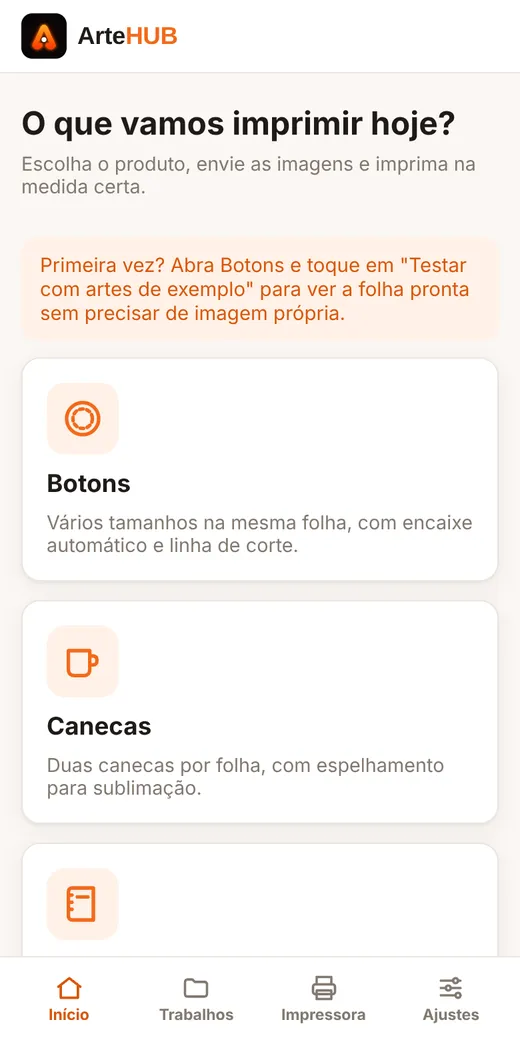 Tela inicial do app no celular com a lista de produtos